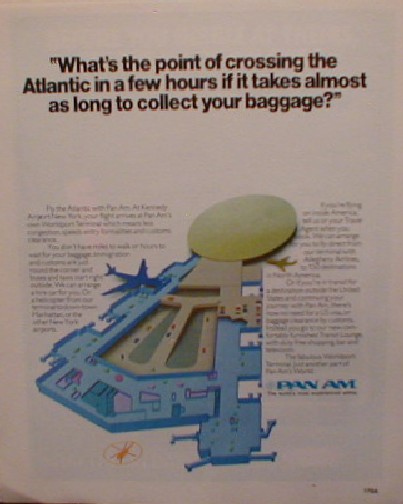 1975 An English ad promoting Pan Am's New York, JFK, terminal.